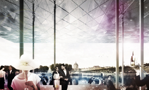 Pedro Manuel Ara�jo, Michael Oliveira,Tomas Ghisellini, Andrea Andreotti, Nicola Cataldo, joon Bom Shim, Frank Dittel, Andreas Bl�dow, Vera K�lblin, Belinda Pradella, Szymon Nowakowski, Jedrzej Pawlaczyk, Dorota Piechocinska, Alan Lau, Sand Helsel, Vivian Johnny, Kwang Min Lee, Jae Hyun Kim, Hyung Gyu Kim, Kenny Kim, Luiz Eduardo Lupatini, Hideaki Nishimura, Oliwia Stachowska, Anna Sokalska, Champagnerbar, Paris, Pont des Arts, Br�cke, Wettbewerb, Studentenwettbewerb, Pavillon, Glaskasten, Pariscope, Architectural Competition, Concours d'Architecture, Studenten, Architekturwettbewerb, Ideenwettbewerb, Alkohol, Cocktails, Dekadenz, River Champagne Bar, France, Frankreich, Seine, AC-CA