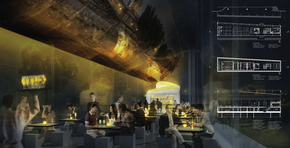 Pedro Manuel Ara�jo, Michael Oliveira,Tomas Ghisellini, Andrea Andreotti, Nicola Cataldo, joon Bom Shim, Frank Dittel, Andreas Bl�dow, Vera K�lblin, Belinda Pradella, Szymon Nowakowski, Jedrzej Pawlaczyk, Dorota Piechocinska, Alan Lau, Sand Helsel, Vivian Johnny, Kwang Min Lee, Jae Hyun Kim, Hyung Gyu Kim, Kenny Kim, Luiz Eduardo Lupatini, Hideaki Nishimura, Oliwia Stachowska, Anna Sokalska, Champagnerbar, Paris, Pont des Arts, Br�cke, Wettbewerb, Studentenwettbewerb, Pavillon, Glaskasten, Pariscope, Architectural Competition, Concours d'Architecture, Studenten, Architekturwettbewerb, Ideenwettbewerb, Alkohol, Cocktails, Dekadenz, River Champagne Bar, France, Frankreich, Seine, AC-CA