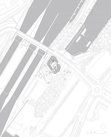 Schiffahrtsamt, Verkehrsbau, Wiel Arets, Jan Bitter, Bettina Kraus, Jan Bitter, Brogebude, Glasfassade, Schleuse, Schiff, Julius Klatte, Harold Hermans, Rob Willemse, Office, Maasbracht, Regiocentrale Zuid, Dutch, Belgian, Niederlande, Belgien, headquarters, water traffic control, Wasserwege, Kanal, Bassin, Wasserbassin, Netherlands, Rijkswaterstaat, Aussicht, Wasserlandschaft