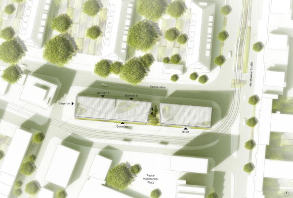 Barkow Leibinger, Hotel, Wohnhaus, Vauban, grnes Haus, Nachhaltigkeit, nachhaltiges bauen, Zooey Braun, Frank Barkow, Regine Leibinger, Holzfassade, Holz, Fassadenbewuchs, Weinranken, Ina Reinecke, Green City Hotel, Freiburg, Paula-Modersohn-Platz, Western Red Cedar,