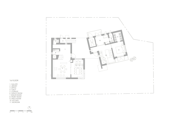 studio_GAON, Gapyeong, Gyeongki-do, Wohnhaus, housing, S�dkorea, House of Respect and Happiness, Einfamilienhaus, Bibliothek, Berglandschaft, Dachausbau, Beton, Stein