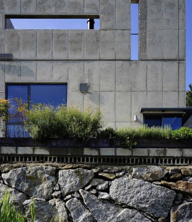 studio_GAON, Gapyeong, Gyeongki-do, Wohnhaus, housing, Sdkorea, House of Respect and Happiness, Einfamilienhaus, Bibliothek, Berglandschaft, Dachausbau, Beton, Stein