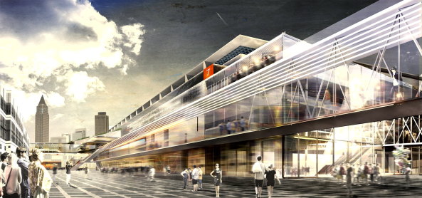 kadawittfeldarchitektur; Behnisch Architekten; AOA Anttinen Oiva Arkkitehdit Oy, Dietz Joppien Architekten; Sauerbruch Hutton Architekten; Wettbewerb; Wettbewerbsentscheidung; Halle 12; Messe Frankfurt; Messegelnde; Via Mobile; Schachtel; Architecture; Frankfurt; architectural competition