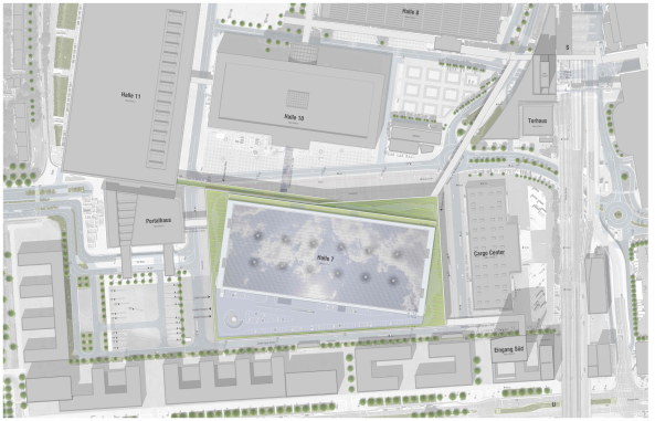 kadawittfeldarchitektur; Behnisch Architekten; AOA Anttinen Oiva Arkkitehdit Oy, Dietz Joppien Architekten; Sauerbruch Hutton Architekten; Wettbewerb; Wettbewerbsentscheidung; Halle 12; Messe Frankfurt; Messegelnde; Via Mobile; Schachtel; Architecture; Frankfurt; architectural competition
