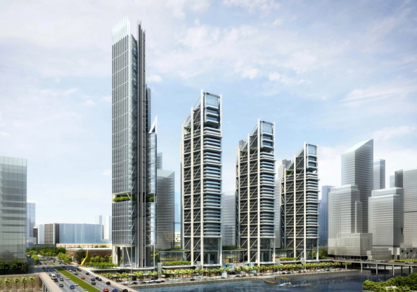 Richard Rogers; Rogers Stirk Harbour + Partners; Abu Dhabi; Vier Trme; Mischnutzung; Maryah Plaza; Al Maryah Island; Emirate; Insel; Towers; mixed-use development; Trme fr Maryah