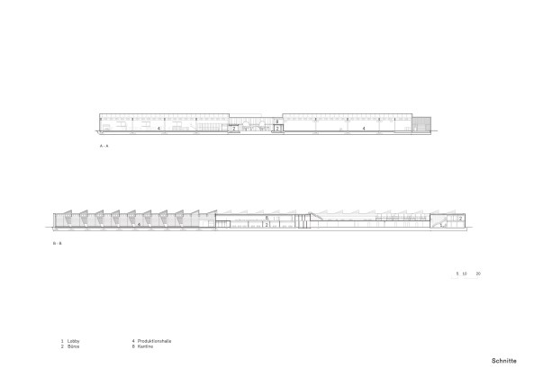 Barkow Leibinger  Architekten, Kaufbeuren, Berlin, HAWE Werk, Erffnung in Kaufbeuren, Halle, Hallenarchitektur, Fassade, Tragwerk, Neubau, construction, facade, corporate architecture, Frank Barkow, Regine Leibinger, HAWE Hydraulik, Produktionshalle, Baunetz, Baunetz-Meldungen, Allgu, Architektur im Allgu, Shed-Dach, Glas, Beton, Concrete, Profilglas, Bro, Verwaltung, Headquarter, Campus, Grne Fabrik