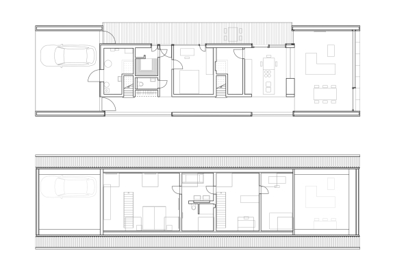 Neubau; Wohnhaus; Saarland; Ortsrand; Bayer & Strobel Architekten; Holzhaus; Holzrahmenbauweise; Faserzement-Wellplatten; landwirtschaftliches Bauen; Woodframehouse; Wood; Architecture; Ottweiler;