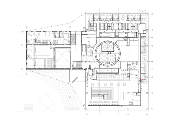 ALA Architects; Tuomas Uusheimo; Kuopio City Theatre; Theater; Umbau; Sanierung; Erweiterungsbau; Erg�nzungsbau; geknitterte Fassade; faltige Fassade; Faserbeton; Betonpaneele; l�wengelb; Finnland; Architektur;