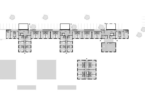 Authentizitt und Ornament; Schottenrock; Studentenwohnheim; Studentisches Wohnen am Silbermanpark; Augsburg; Hild und K; Architekten; Architektur; Wohnungsbau; Bahngleich; Lrmschutz; Betonfertigteile; Schottenkaros; Tartanmuster; Andreas Hild; Dionys Ottle; Matthias Haber; Lrmschutzriegel;