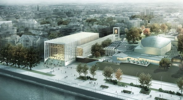 Beethoven Festspielhaus Bonn, Entw�rfe ausgew�hlt, Chipperfield, Kadawittfeld und Valentiny, Theaterstra�e 60, Wettbewerb entschieden, Shortlist, Konzerthaus, Festspielhaus, competition, gmp, Zaha Hadid, Arata Isozaki, Helmut Jahn, Karl-Heinz Schommer, Sn�hetta, UNStudio, Architektenwettbewerb entschieden, Wettbewerbsergebnisse, Baubeginn,Ludwig van Beethoven, 2020, 2014, 2019, Er�ffnung, DHl, Deutsche Post, Hermann & Valentiny, BauNetz, Baunetz-Meldungen, Architektur in Bonn, Kanzlerbungalow, Bonner Geschichten, Neues aus Bonn, Baukosten, Baustop, Klaus Kada, Gerhard Wittfeld, Musik, Konzertsaal,  Ouvert�re, Rock it Bonn, Roll over Beethoven, new buildings, shoebox, vineyard,Schuppen, Dach, Konstruktion, Rehin, Rheinterrasse, Konzertgraben, Konzert, Oper, Operette, Kultur in Bonn