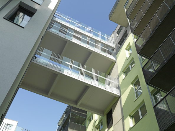 Stadlauer Strae, Wien, sterreich, 1220, Huss Hawlik, Star22, Scheifinger Partner, image industry, Kindergarten, GESIBA, Stelzenbau, Wohnquartier, Waagner-Biro-Gelndes, Ewald Kirschner, Wohnungsbau, Wohnbau, Maisonette, RAJEK BAROSCH Landschaftsarchitekten,