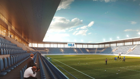 Fuballstadion, Lausanne, mlzd, football stadium, Wettbewerb, competition, Metamorphose, Fassade, facade, Glas, Sollberger Bgli, Graber Pulver, Souto Moura Arquitectos, Tribne, Beton, concrete, Metall, metal, Dachkonstruktion, roof