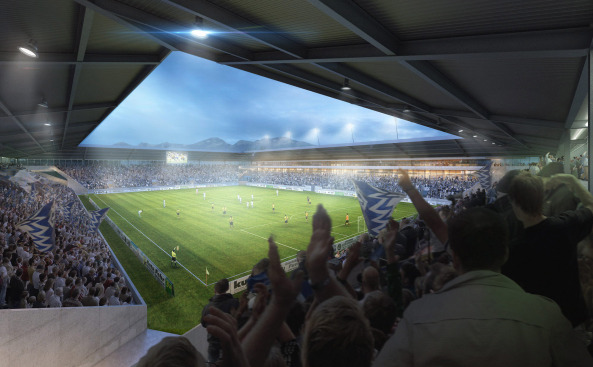 Fuballstadion, Lausanne, mlzd, football stadium, Wettbewerb, competition, Metamorphose, Fassade, facade, Glas, Sollberger Bgli, Graber Pulver, Souto Moura Arquitectos, Tribne, Beton, concrete, Metall, metal, Dachkonstruktion, roof