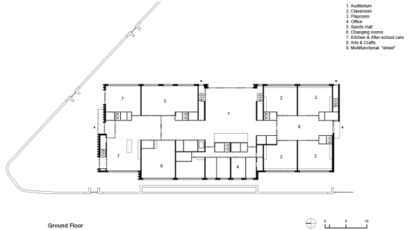Montessori School Waalsdorp, Den Haag, The Hague, Montessori Schule, Schule, Schulbau, De Zwarte Hond, Niederlande, brick, Fassadem facade, Backstein, Ziegelstein, Bronze, Aluminium, Klassenraum, class room, school, Glas, glass, Holz, wood