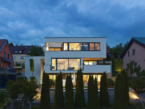 Villa, Weil der Stadt, AMP Architekten, Hanglage, Panoramablick, hill, panoramic view, BauNetz, uncube