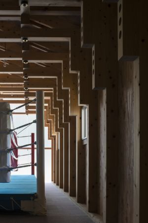 Japan, Tokio, Tokyo, Holz, wood, Fachwerk, Sporthallen, timber-framed, timber, Holzkonstruktion, Dach, roof, Sport, Glas, Beton, Satteldach, Universit�t, university