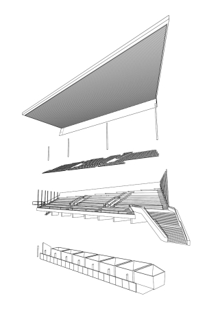 Dressurstadion, dressage stadium, Aachen-Soers, kadawittfeldarchitektur, Klaus Kada, Gerhard Wittfeld, Tribne, stand, BauNetz, uncube