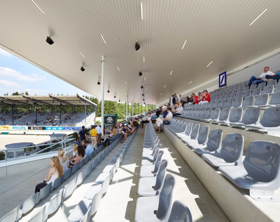 Dressurstadion, dressage stadium, Aachen-Soers, kadawittfeldarchitektur, Klaus Kada, Gerhard Wittfeld, Tribne, stand, BauNetz, uncube