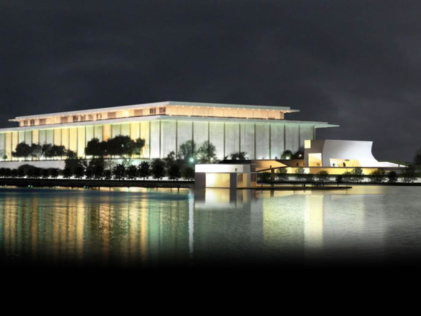 John F. Kennedy, Washington, Steven Holl, JFK, Neubau, Erweiterung, John F. Kennedy Center for the Performing Arts, Foggy Bottom, Edward Durell Stone, Leonard Bernstein, Grundsteinlegung, Prsentation, Presentation, Groundbreaking Ceremony, public, ffentlich, Theater, Ballet, Tanz, Performance, Konzerthalle
