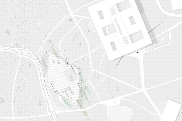 COBE, Wettbewerb, Adidas, Herzogenaurach, flagship building, Meet and Eat, Konferenzzentrum, conference center, restaurant, showroom, World of Sports, competition, Knippers Helbig Transsolar, Dachkonstruktion, Dach, Fassade, glass, Glas, Garten, garden