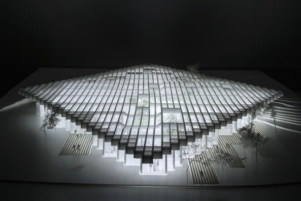 COBE, Wettbewerb, Adidas, Herzogenaurach, flagship building, Meet and Eat, Konferenzzentrum, conference center, restaurant, showroom, World of Sports, competition, Knippers Helbig Transsolar, Dachkonstruktion, Dach, Fassade, glass, Glas, Garten, garden