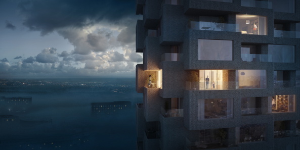 Norra Tornen; Zwillingstrme; OMA; Stockholm; Hochhuser; Angst; Freud; Kaskaden; Erker; Balkone; Reinier de Graaf; Neubau; Hochhaus; Nordtrme; Torsplan