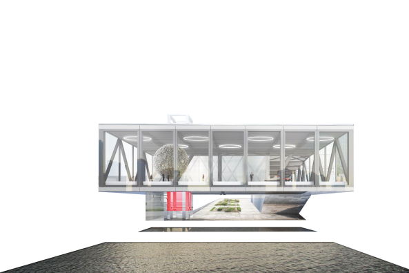 OMA, Shanghai, China, Shanghai LuJiaZui Exhibition Centre, exhibition, retail, Ausstellungsraum, Verkauf, Gewerbe, Pudong, Huangpu River, Exhibition Centre, fashion show, concert, Modeschau, Konzert, Theater, Event, Box, Metall, Netz, metallic mesh, Stahl, steel