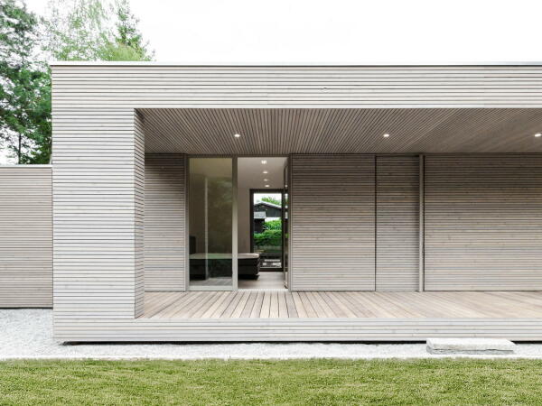 Wohnhaus, Berlin, Wandlitz, Neubau, Markus Bonauer, Wohnmbel, 2DPlus, 2D+, Luxus, erschwinglicher Luxus, Kamin, drehbarer Kamin, kleine Wohnflche, sparsam, knapp, reduziert, Minimalismus, minimal, Sauna, Holzbau, Einbaukche, Holzstnderbauweise, Michael Blling, Tiffany Taraska, Hrnicke Hock Thieroff, Holz & Raum Berlin, 2D+ Architekten