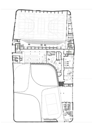 Schulneubau, Schule, Block, Beton, runde Ecken, gestapelt, Dachgarten, Banlieu, Chartier Dalix Architectes, cole Primaire Des Sciences et De La Biodiversit, terrassiert, Paris, Grundschule, Sporthalle, Sport, Spielplatz, David Foessel, Cyrille Weiner, Rive de Seine Boulogne-Billancourt