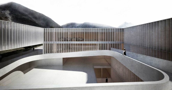 Brixen, Bressanone, Musikschule, Neubau, Carlana Mezzalira Pentimalli, Padova/Treviso, Caramel Architekten, Hinrichs Wilkening Architekten, EM2 Architekten, Vierzueins, CeZ Calderan Zanovelli, Tomas Ghisellini, Aires Mateus, Naturstein, Platzgestaltung, kubisch, cubic, stone fassade, Bl�serkapelle, brass band, B�rgerkapelle,