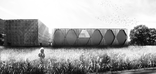 Brixen, Bressanone, Musikschule, Neubau, Carlana Mezzalira Pentimalli, Padova/Treviso, Caramel Architekten, Hinrichs Wilkening Architekten, EM2 Architekten, Vierzueins, CeZ Calderan Zanovelli, Tomas Ghisellini, Aires Mateus, Naturstein, Platzgestaltung, kubisch, cubic, stone fassade, Blserkapelle, brass band, Brgerkapelle,