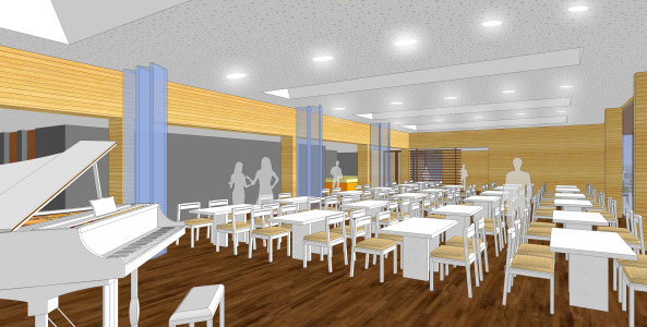 Nauen, Wettbewerb, nps Tchoban Voss, Stadtbad Nauen, Gastronomie, Wellness, Sauna, Schwimmbecken, Sergei Tchoban, gastronomy, Schwimmbad, pool, Multifunktionsraum, Begegnungssttte, Baden, Wasser, water, Becken, Fassade, Holz, wood, facade, Dachkonstruktion, roof, Soziale Stadt