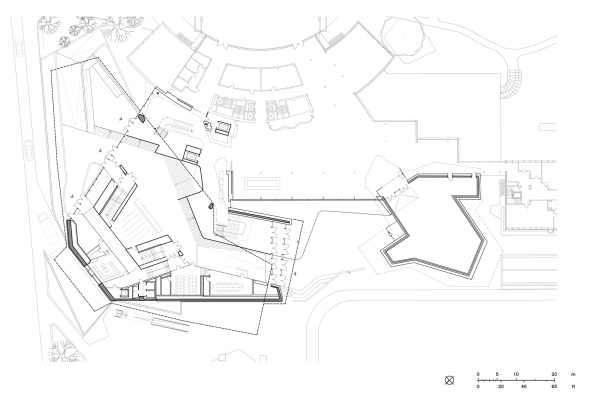 Architektur, Behnisch Architekten, Konferenzsaal, Schindeln, Holzschindeln, Neubau, Wood, WIPO, conference room, Anbei, extension, new building, Genf, Geneve, Siwtzerland, Swiss, Schweiz, geschwungen, Place des Nations, World Intellectual Property Organization, Stuttgart