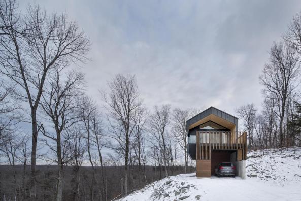 Kanada, quebec, montreal, naturehumaine, iknoe, archetyp, wald, berg, hang, wohnhaus, einfamilienhaus, Bolton Residence, Adrien Williams, David Dworkind, holz, beton, giebel