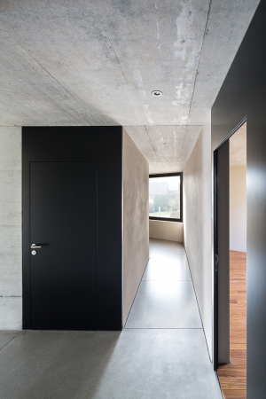 Wohnhaus; Aarau; Rombach; Gautschi Lenzin Schenker Architekten; Attika; Alpen; Holzverkleidung; Vertikalverschalung; Beton; Schweiz; Neubau; Einfamilienhaus; Loggia; Rotzeder