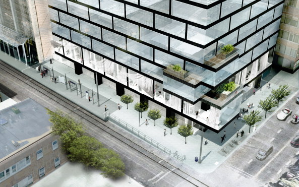 Hochhaus, Skyscraper, BIG, Calgary, Neubau, highrise, feminine Form, Bjarke Ingels, Thomas Christoffersen,  Christopher White, Stephanie Choi, Telus Sky Tower, Downtown, Balkone, Balconies, sky gardens,