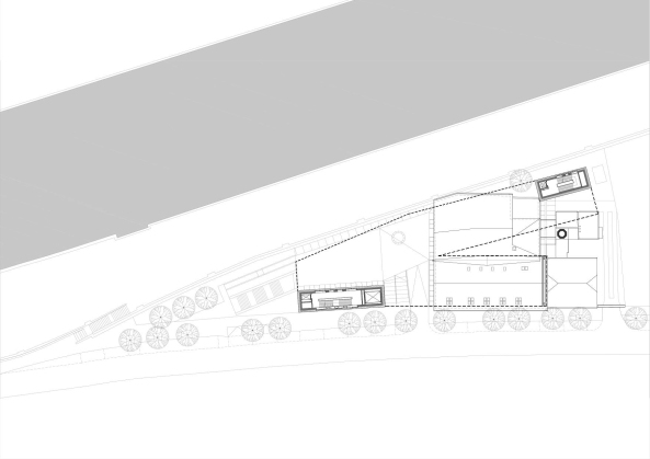 Cricoteka, Krakau, Krakw, nsMoonStudio, Center of Documentation of the Art of Tadeusz Kantor, Tadeusz Kantor, Knstler, artist, Kunst, art, Vistula river, Weichsel, Spiegel, mirror, Fassade, facade, Symbol, steel, Stahl, reinforced concrete, Beton, Glas, glass, Theater, theatre, Geometrie