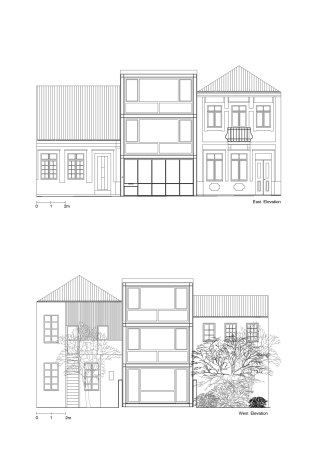 Porto, urban house, wei, Simplizitt, simplicity, Gitter, grid, Fassade, facade, Glas, Fenster, window, Fensterladen, shutter, Claudia Monteiro, Vitor Oliveira Architects, Jose Campo