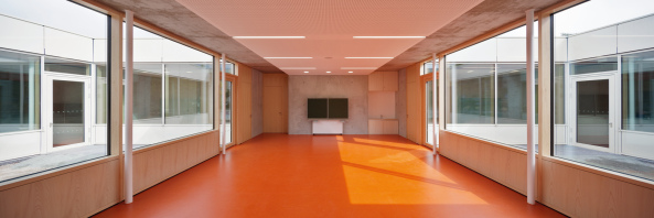 schule, grundschule, schulgarten, garten, auenraum, unterricht im freien, offenbach, bieber, bieber-waldhof, wchter, waechter, wchter + wchter, architekten, neubau, beton, inklusion, ganztagsschule, ganztagsbetreuung, ganztagsunterricht, lichthof, erdgeschoss