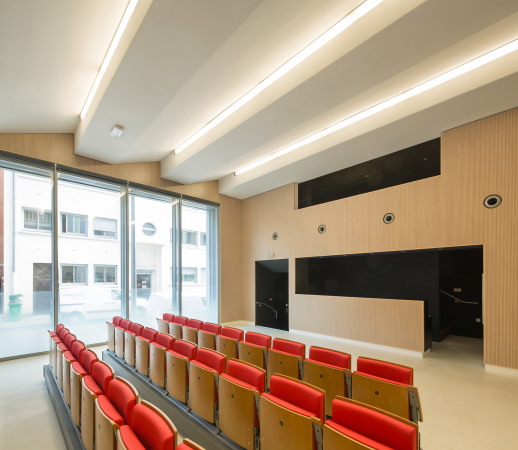 Paris, LAPS Architecture, MAB Arquitectura, Ville de Paris, 2014, 72 avenue Felix Faure, Patronage La�que, Neubau, PVC Stegplatten, Beton, concrete, Fertigstellung, Demokratie, Meinungsfreiheit, 15�me arrondissement, Wohnhaus, Wohnungen, Apartments, Glass, Glas, Licht, Kinderheim, H�rsaal, Seminarr�ume, rue Tisserand, Moderne, Milchglas, Laterna Magica, Aufkl�rung, Laizismus, 15. arrondissement