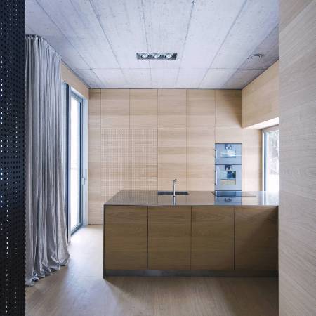 Villa Criss-Cross Envelope, Villa, Haus, Wohnhaus, Ljubljana, Slowenien, Slovenia, housing, residential, Einfamilienhaus, single family house, Mirje, Suburb, wall, Wand, Kubus, Metall, metal, Hlle, envelope, Pyramide, Glas, glass, Hof, patio, Fassade, facade, Licht, light, Kreuz, cross, Ornament, Beton, concrete, Holz, wood