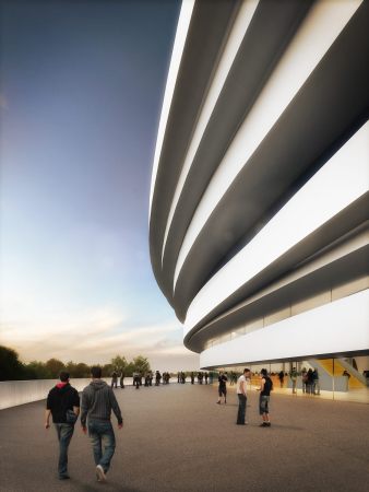 Palais des sports de Pays d'Aix, Aix-en-Provence, Frankreich, France, Auer Weber, Wettbewerb, competition, Sportarena, Sport, Arena, Stadion, Marceille, Konzert, Theater, Veranstaltung, Fassade, facade, Schwung, swinging facade, Groprojekt, Handball, Chaix et Morel, Rudy Ricio