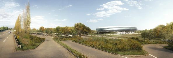 Palais des sports de Pays d'Aix, Aix-en-Provence, Frankreich, France, Auer Weber, Wettbewerb, competition, Sportarena, Sport, Arena, Stadion, Marceille, Konzert, Theater, Veranstaltung, Fassade, facade, Schwung, swinging facade, Groprojekt, Handball, Chaix et Morel, Rudy Ricio