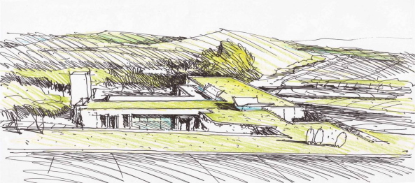 Crdoba, Argentinien, House in Q2, Santiago Carlos Viale Lescano, Haus, housing, unterirdisch, Hof, courtyard, Beton, concrete, Dach, roof, vegetation, Garten, Terrasse, terrace, pool, Schwimmbad, Beleuchtung, light, Aluminium, Sule, column, Gestein, brick, Backstein