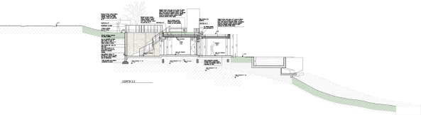 Crdoba, Argentinien, House in Q2, Santiago Carlos Viale Lescano, Haus, housing, unterirdisch, Hof, courtyard, Beton, concrete, Dach, roof, vegetation, Garten, Terrasse, terrace, pool, Schwimmbad, Beleuchtung, light, Aluminium, Sule, column, Gestein, brick, Backstein