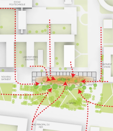 Architektur, Paris, 2015, Wettbewerb, Saclay, Unigebude, Neubau, Planung, Sou Fujimoto Architects, Rachdi OXO Architectes, Nicolas Laisn Associs, Learning center for Polytechnique, Grand Paris Express, Glas, Stahl, steel, new building, OMA, Koolhaas, 1. Preis, first prize