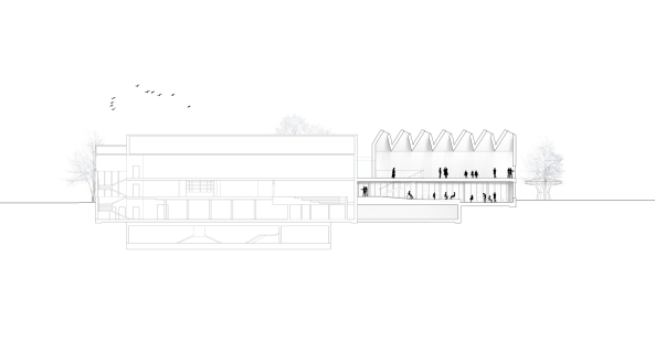 Henning Larsen; Architects; stersund; Schweden; The new NORR; Schwedisches Nationalmuseum; Holzskulptur; Oberlichter; skylight; Bauen im Bestand; Jmtland; Jamtli; Holzfassade; Neubau; Ausstellungshalle; Architektur; Wettbewerb