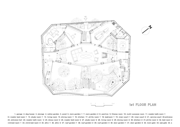 Blooming House, HWA Hun, Korea, Seoul, Fassade, facade, Wohnen, housing, hill, H�gel, Natur, Garten, Aluminium, Beton, concrete