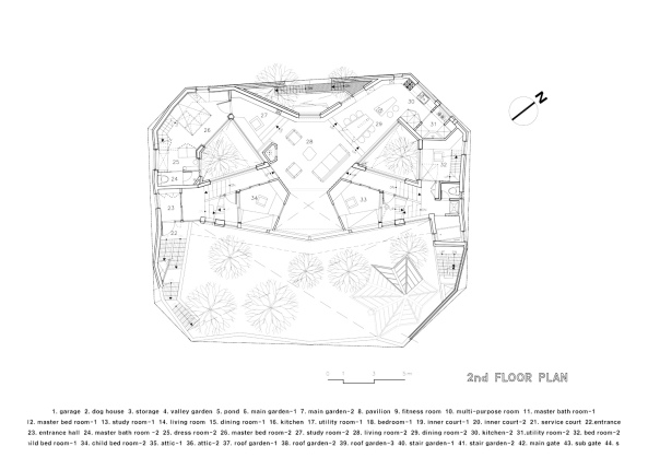 Blooming House, HWA Hun, Korea, Seoul, Fassade, facade, Wohnen, housing, hill, H�gel, Natur, Garten, Aluminium, Beton, concrete