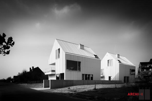 Buro II & Archi+I, Belgien, Koksijde, Strand, Haus, Wohnhaus, housing, house, wie, Fassade, facade, Aluminium, Satteldach, pitched roof, Dnen, dune, purity